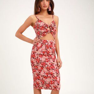 Victoria Mauve Pink Floral Print Tie-Front Cutout